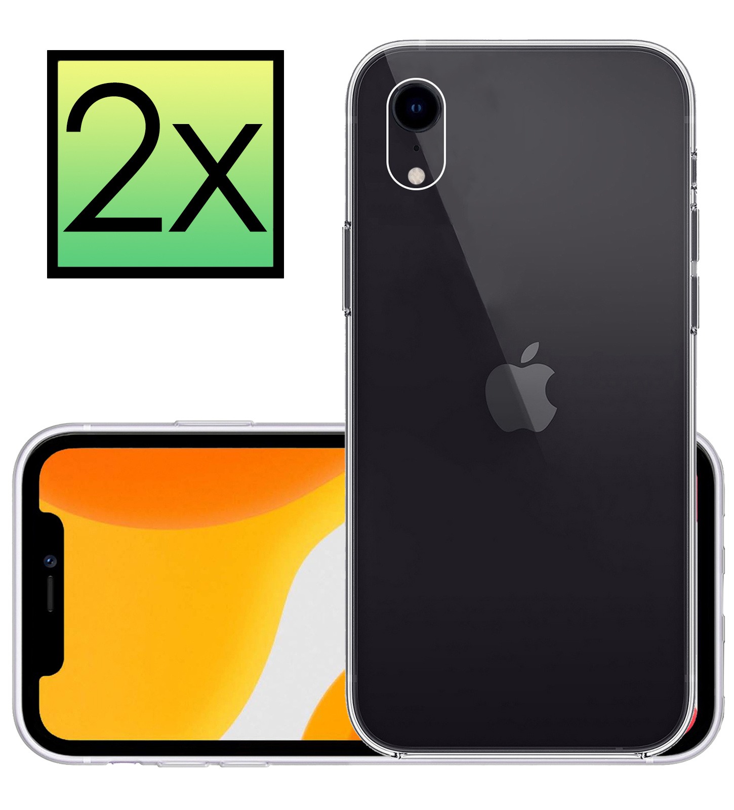 NoXx Hoes Geschikt voor iPhone XR Hoesje Cover Siliconen Back Case Hoes - Transparant - 2x