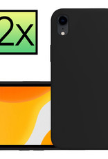 NoXx Hoes Geschikt voor iPhone XR Hoesje Cover Siliconen Back Case Hoes - Zwart - 2x