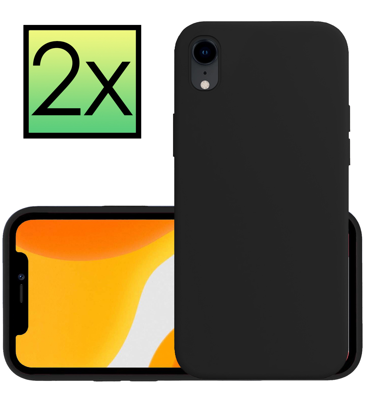 NoXx Hoes Geschikt voor iPhone XR Hoesje Cover Siliconen Back Case Hoes - Zwart - 2x