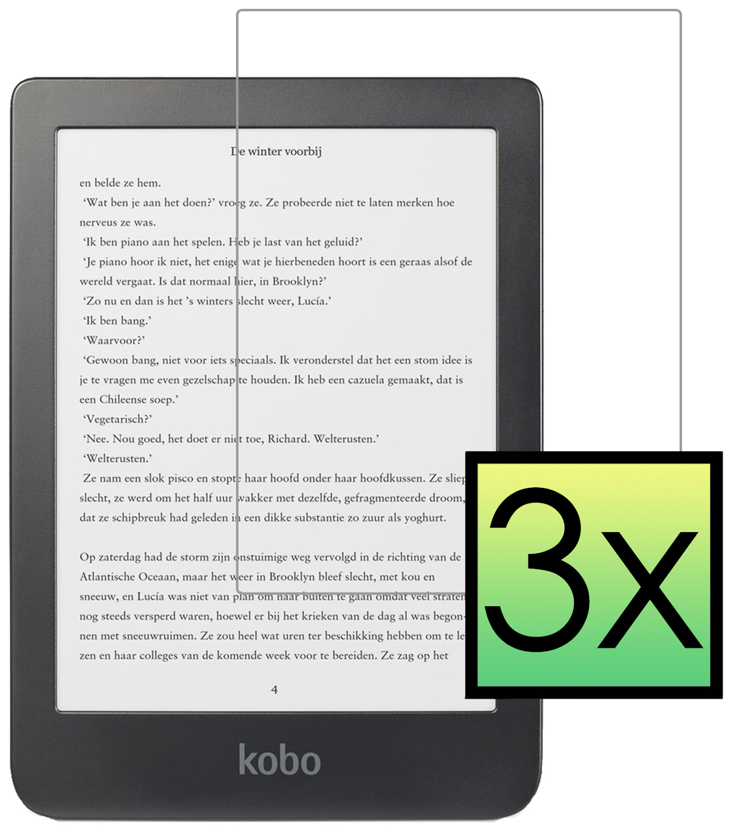 NoXx Screenprotector Geschikt voor Kobo Clara HD Screenprotector Bescherm Glas Tempered Glass Screen Protector - 3x