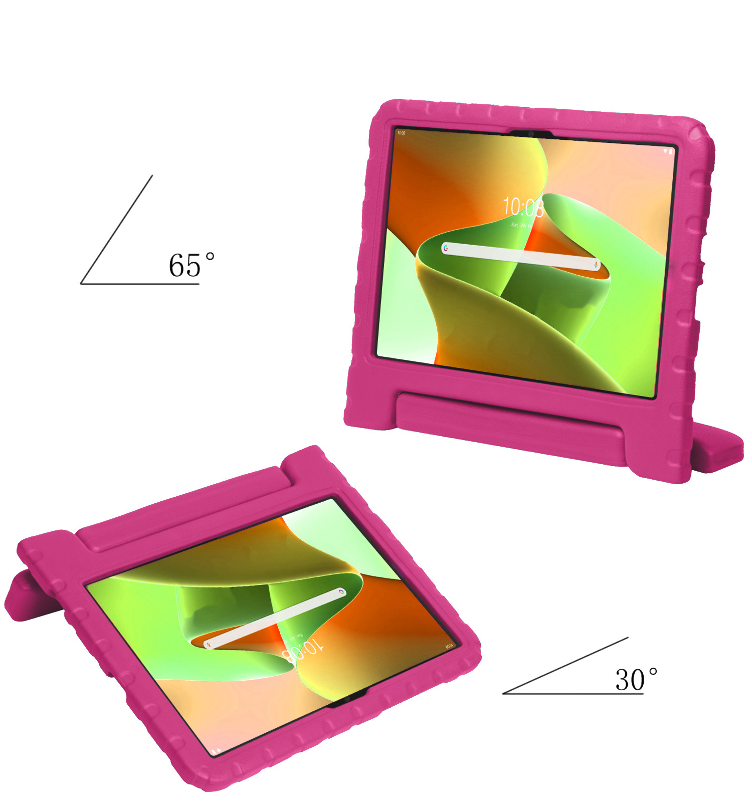 Nomfy Hoes Geschikt voor Lenovo Tab M10 Plus 3rd Gen Hoes Bumper Kindvriendelijk Kids Case Kinderhoes - Hoesje Geschikt voor Lenovo Tab M10 Plus (3e Gen) Hoesje Shockproof Cover Hoes - Roze