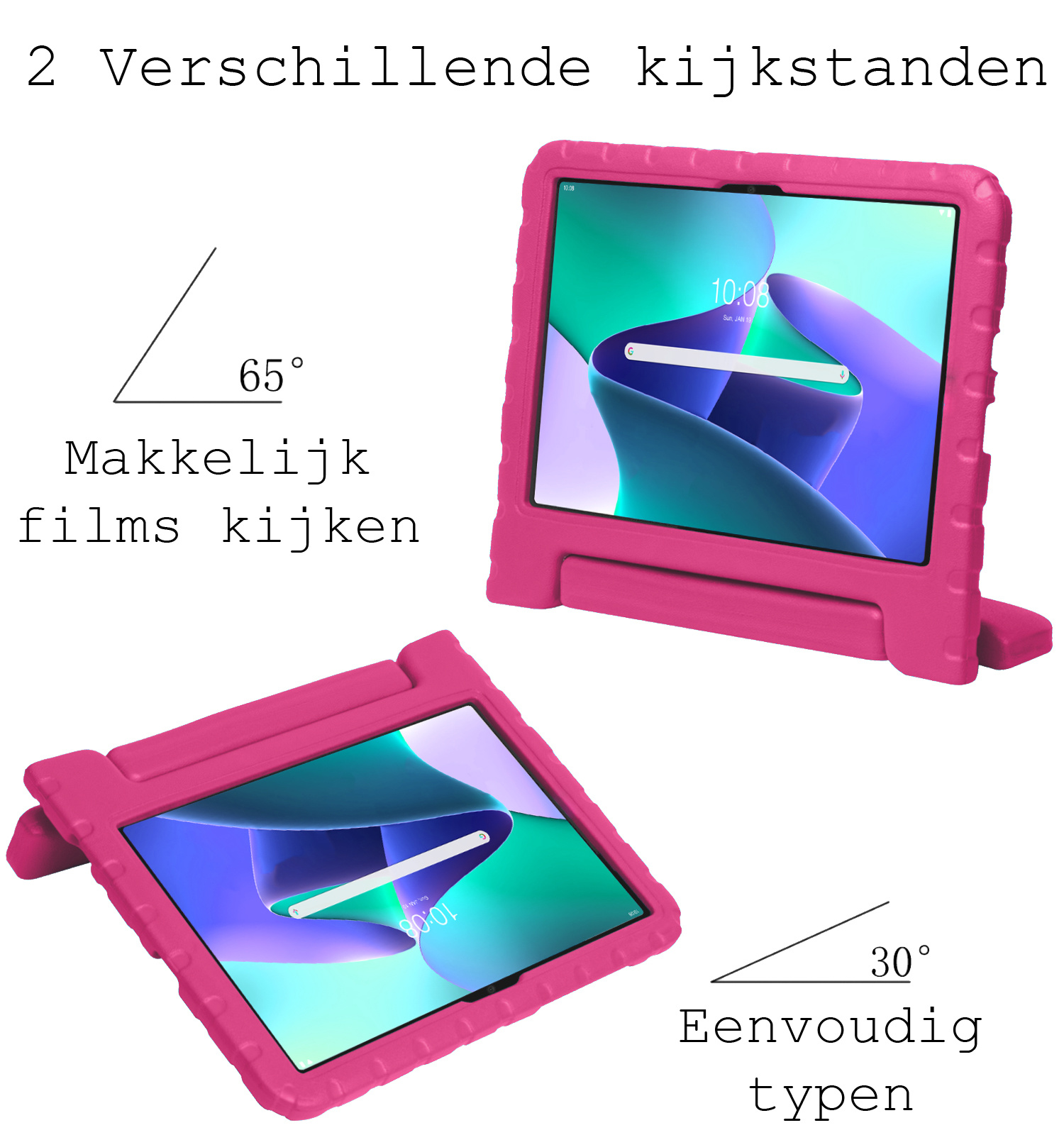 BASEY. Hoesje Geschikt voor Lenovo Tab M10 Plus 3rd Gen Hoesje Kinder Hoes Shockproof Kinderhoes - Kindvriendelijk Hoesje Geschikt voor Lenovo Tab M10 Plus (3e Gen) Hoes Kids Case - Roze