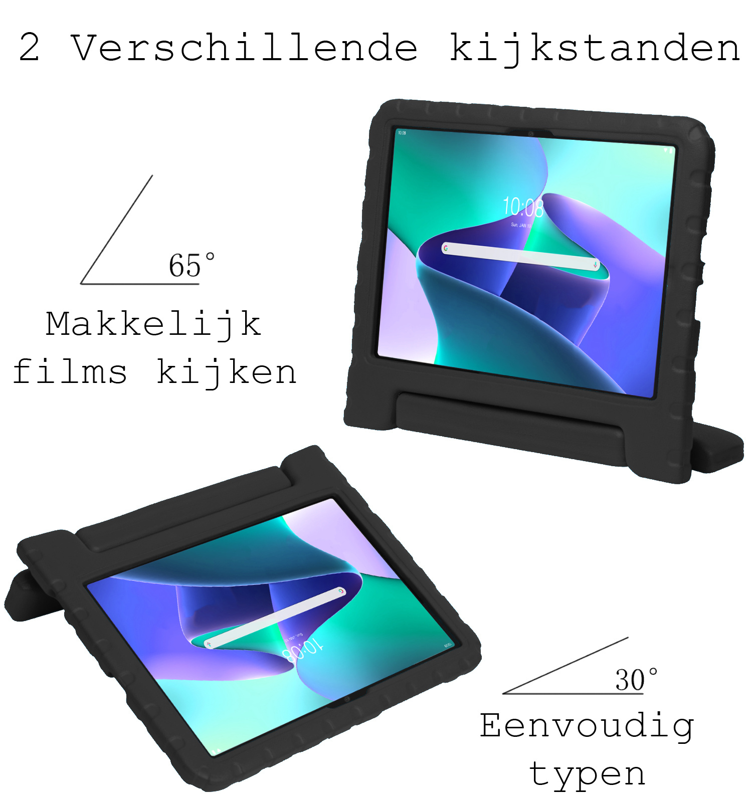 BASEY. Hoesje Geschikt voor Lenovo Tab M10 Plus 3rd Gen Hoesje Kinder Hoes Shockproof Kinderhoes - Kindvriendelijk Hoesje Geschikt voor Lenovo Tab M10 Plus (3e Gen) Hoes Kids Case - Zwart