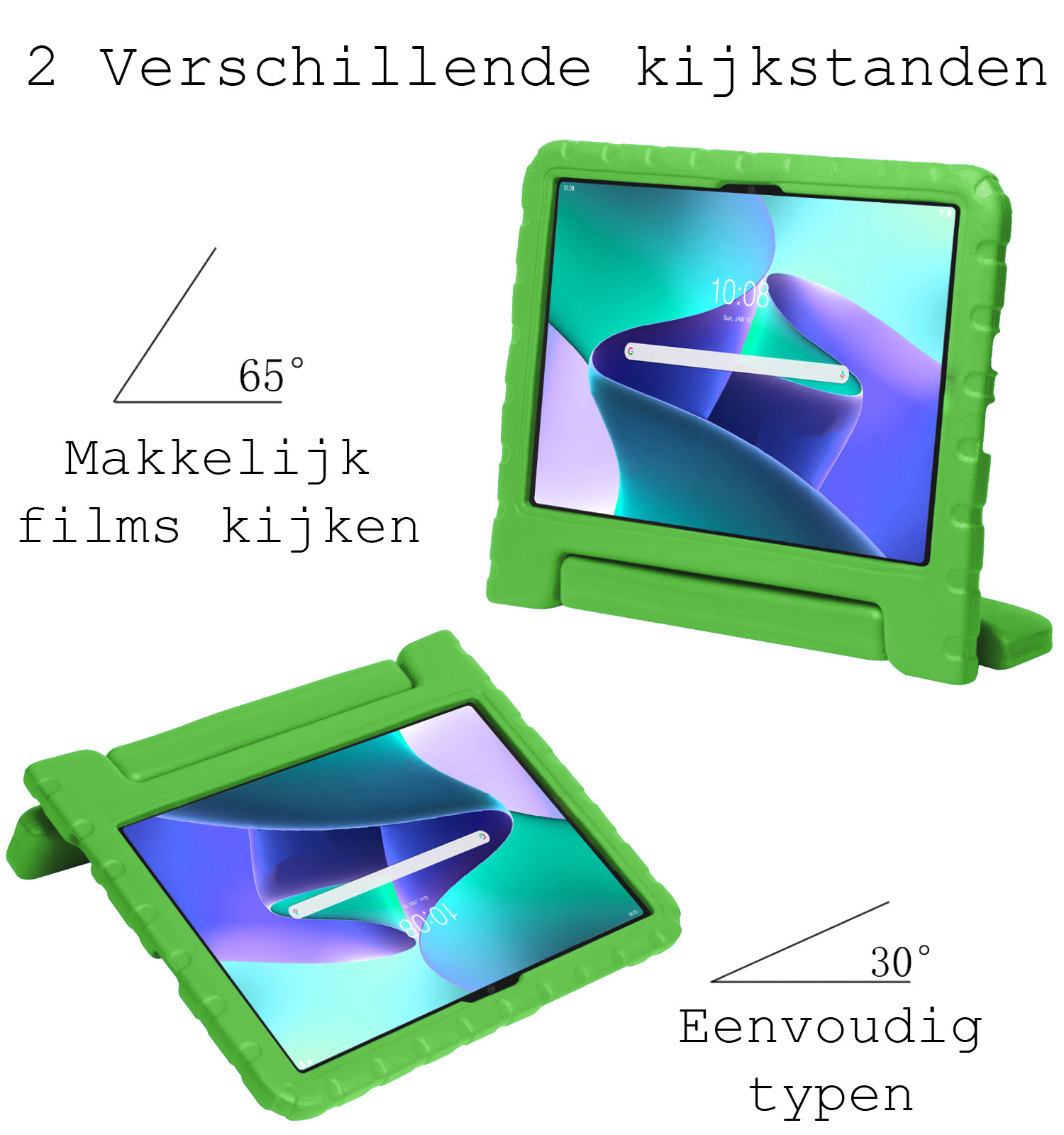 BASEY. Hoesje Geschikt voor Lenovo Tab M10 Plus 3rd Gen Hoesje Kinder Hoes Shockproof Kinderhoes Met Screenprotector - Kindvriendelijk Hoesje Geschikt voor Lenovo Tab M10 Plus (3e Gen) Hoes Kids Case - Groen