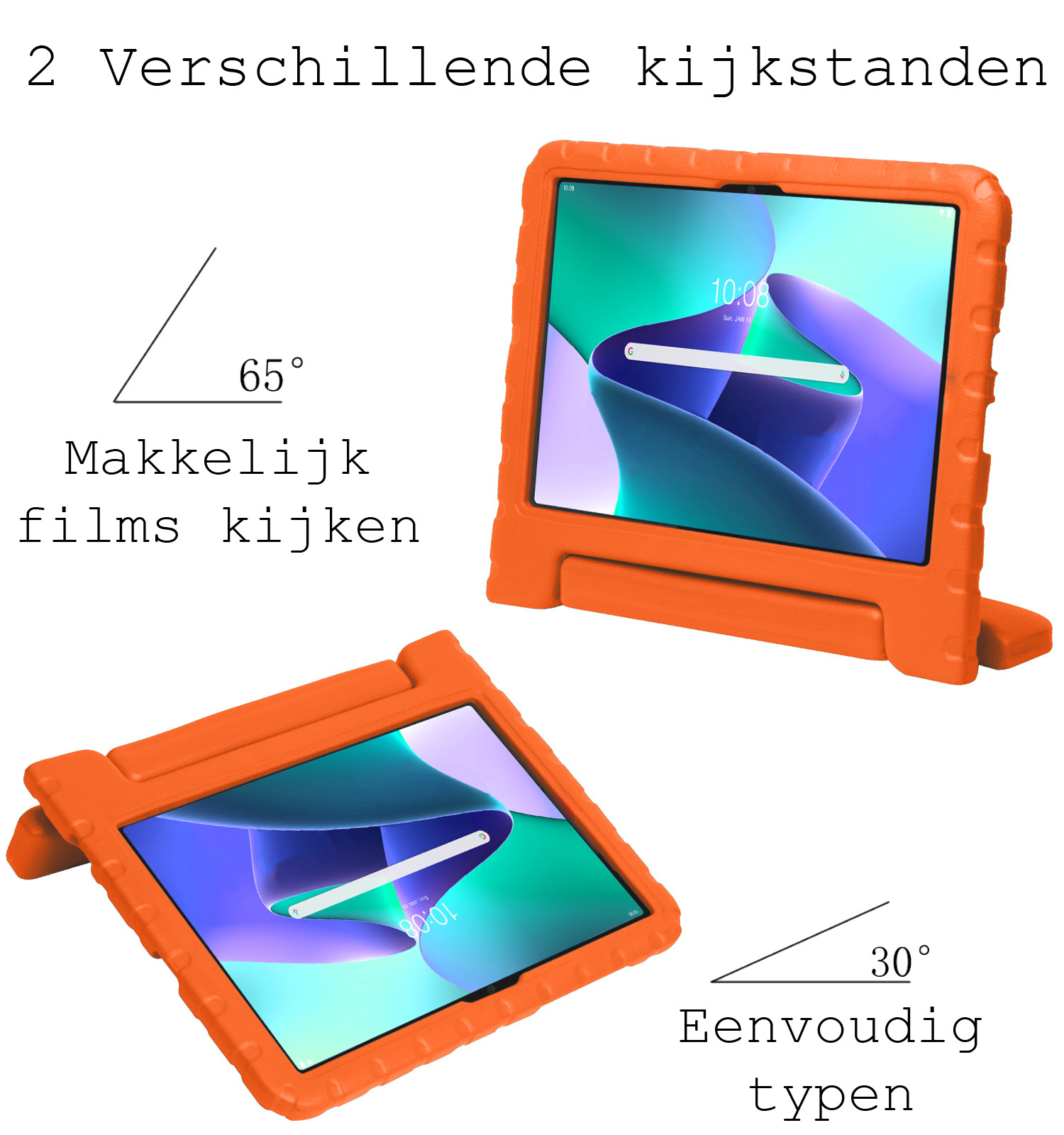 BASEY. Hoesje Geschikt voor Lenovo Tab M10 Plus 3rd Gen Hoesje Kinder Hoes Shockproof Kinderhoes Met Screenprotector - Kindvriendelijk Hoesje Geschikt voor Lenovo Tab M10 Plus (3e Gen) Hoes Kids Case - Oranje