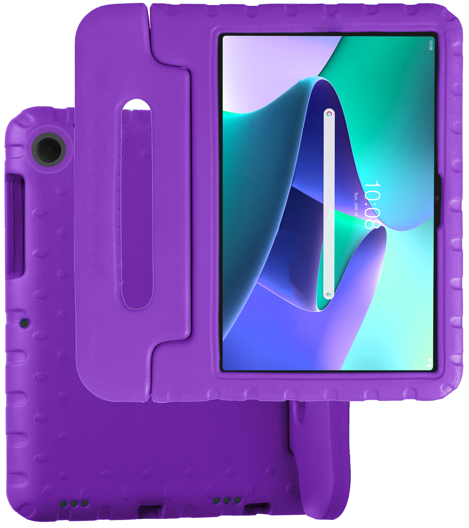 BASEY. Hoesje Geschikt voor Lenovo Tab M10 Plus 3rd Gen Hoesje Kinder Hoes Shockproof Kinderhoes Met Screenprotector - Kindvriendelijk Hoesje Geschikt voor Lenovo Tab M10 Plus (3e Gen) Hoes Kids Case - Paars