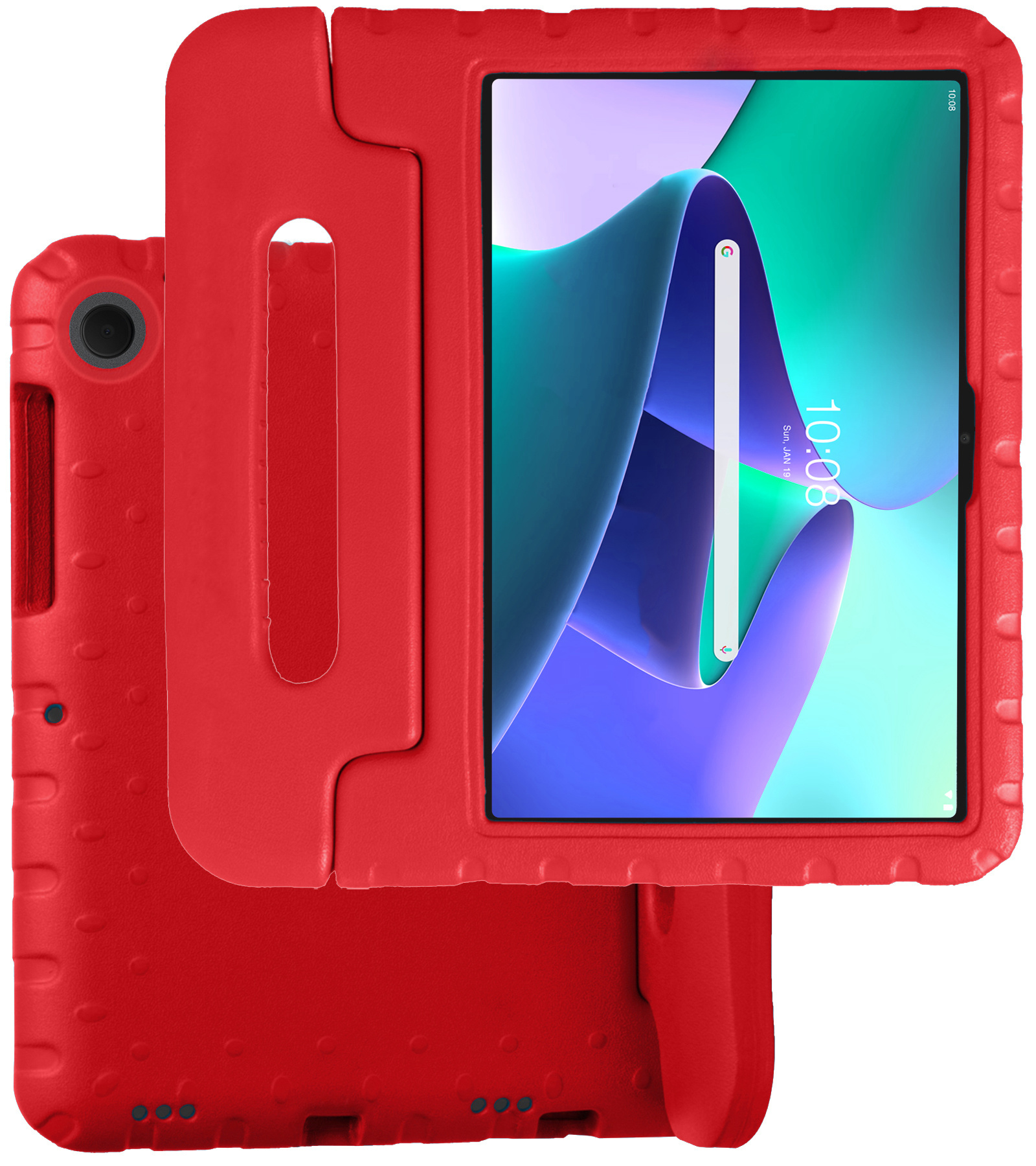 BASEY. Hoesje Geschikt voor Lenovo Tab M10 Plus 3rd Gen Hoesje Kinder Hoes Shockproof Kinderhoes Met Screenprotector - Kindvriendelijk Hoesje Geschikt voor Lenovo Tab M10 Plus (3e Gen) Hoes Kids Case - Rood