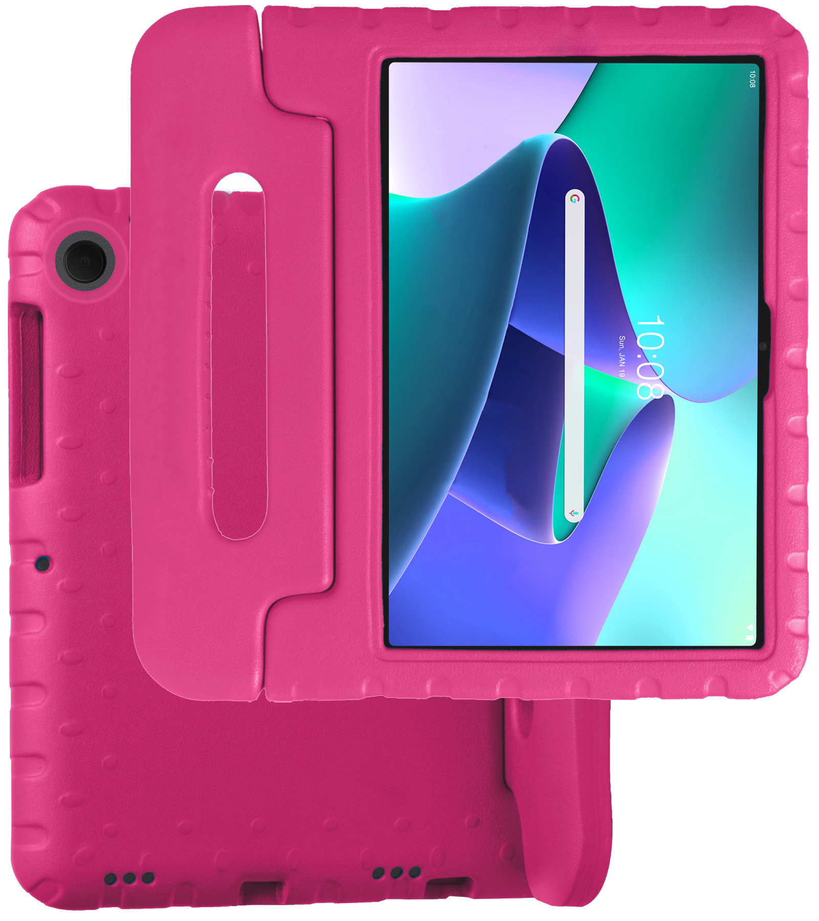 BASEY. Hoesje Geschikt voor Lenovo Tab M10 Plus 3rd Gen Hoesje Kinder Hoes Shockproof Kinderhoes Met Screenprotector - Kindvriendelijk Hoesje Geschikt voor Lenovo Tab M10 Plus (3e Gen) Hoes Kids Case - Roze