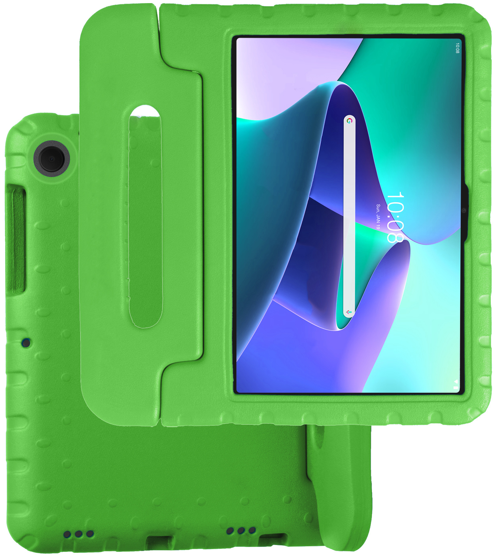 BASEY. Hoesje Geschikt voor Lenovo Tab M10 Plus 3rd Gen Hoesje Kinder Hoes Shockproof Kinderhoes Met 2x Screenprotector - Kindvriendelijk Hoesje Geschikt voor Lenovo Tab M10 Plus (3e Gen) Hoes Kids Case - Groen