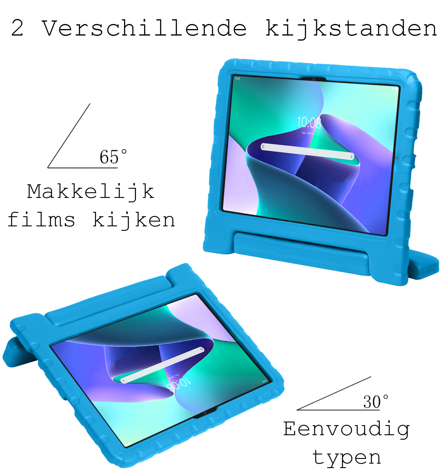 BASEY. Hoesje Geschikt voor Lenovo Tab M10 Plus 3rd Gen Hoesje Kinder Hoes Shockproof Kinderhoes Met 2x Screenprotector - Kindvriendelijk Hoesje Geschikt voor Lenovo Tab M10 Plus (3e Gen) Hoes Kids Case - Blauw