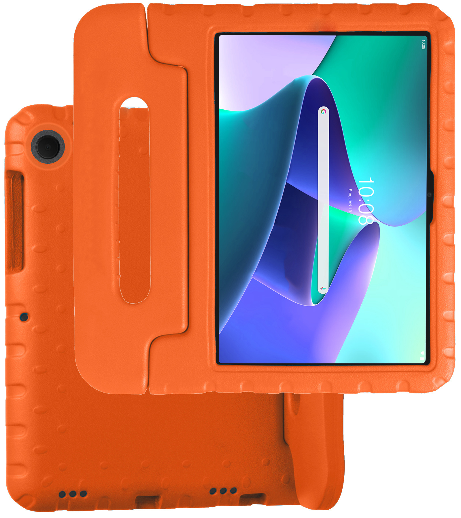 BASEY. Hoesje Geschikt voor Lenovo Tab M10 Plus 3rd Gen Hoesje Kinder Hoes Shockproof Kinderhoes Met 2x Screenprotector - Kindvriendelijk Hoesje Geschikt voor Lenovo Tab M10 Plus (3e Gen) Hoes Kids Case - Oranje