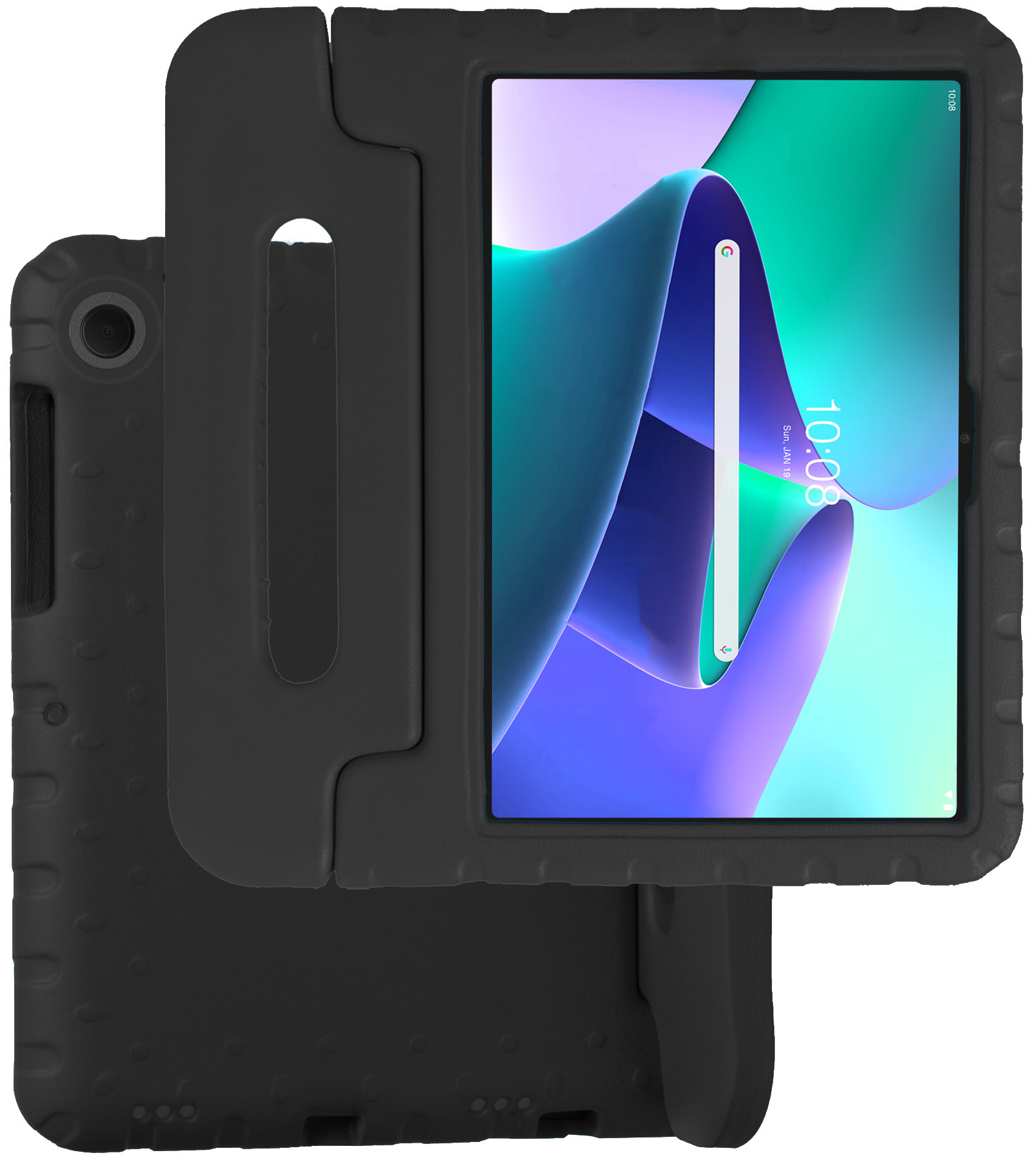 BASEY. Hoesje Geschikt voor Lenovo Tab M10 Plus 3rd Gen Hoesje Kinder Hoes Shockproof Kinderhoes Met 2x Screenprotector - Kindvriendelijk Hoesje Geschikt voor Lenovo Tab M10 Plus (3e Gen) Hoes Kids Case - Zwart