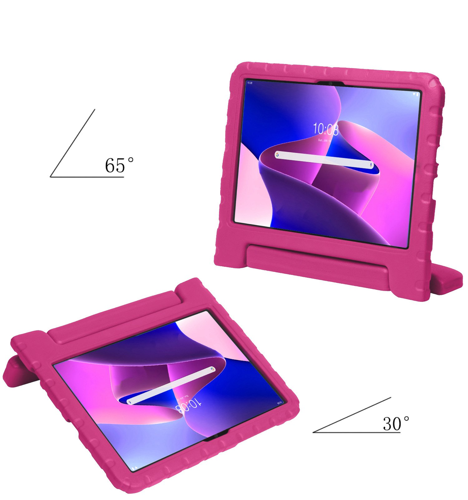 Lenovo Tab M10 Plus (3e gen) Hoesje Kinderhoes Shockproof Cover Case Met Screenprotector - Roze