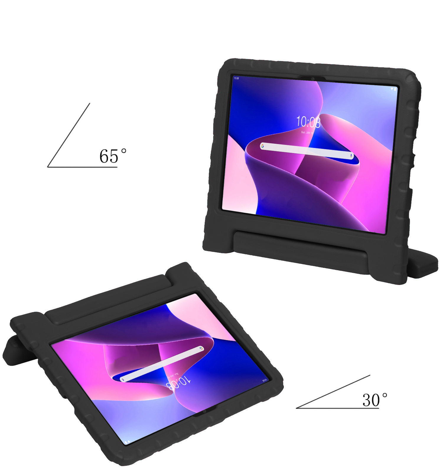 NoXx Hoesje Geschikt voor Lenovo Tab M10 Plus 3rd Gen Hoesje Kinderhoes Shockproof Hoes Kids Case Met Screenprotector - Zwart