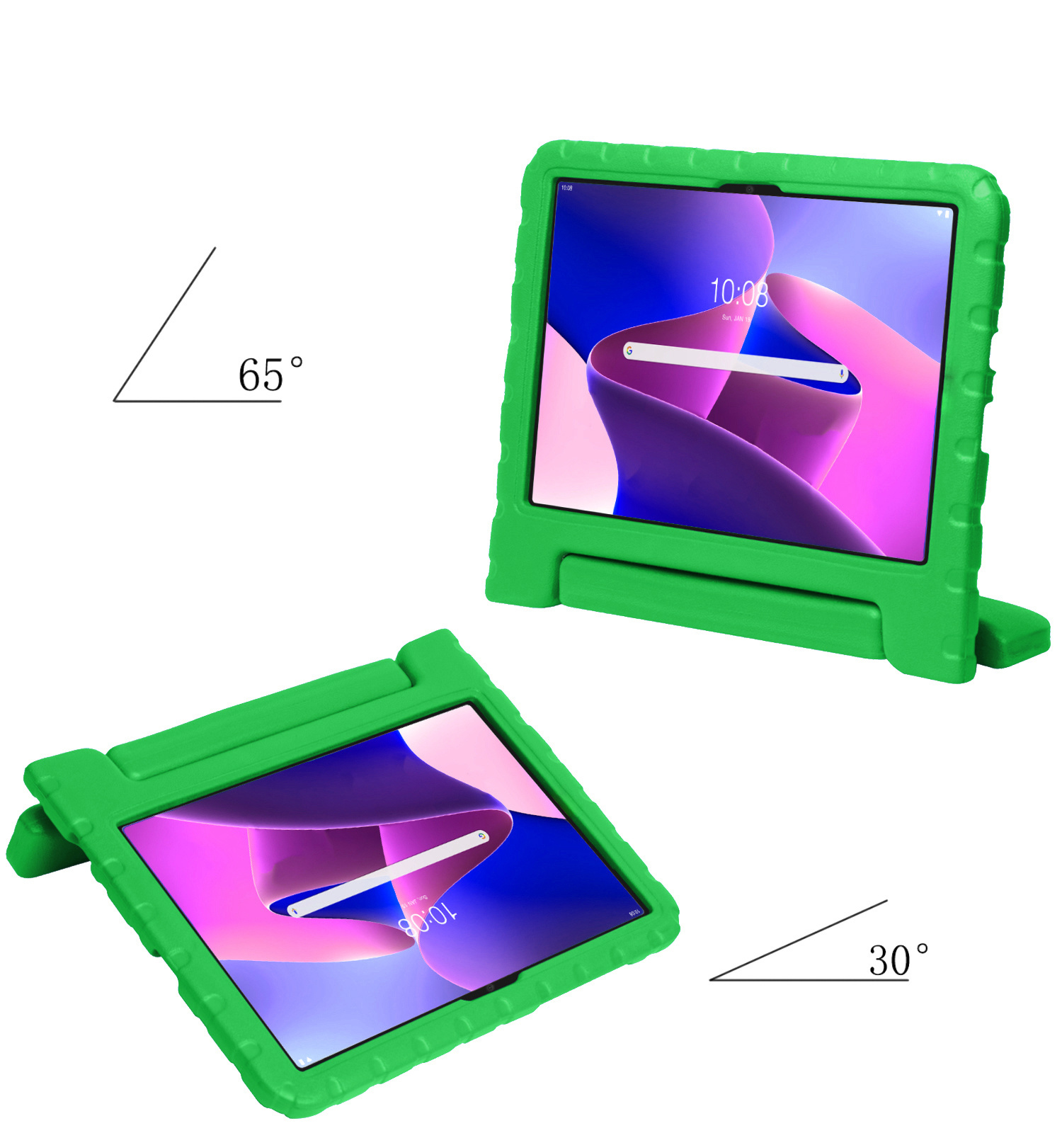 Lenovo Tab M10 Plus (3e gen) Hoesje Kinderhoes Shockproof Cover Case Met 2x Screenprotector - Groen