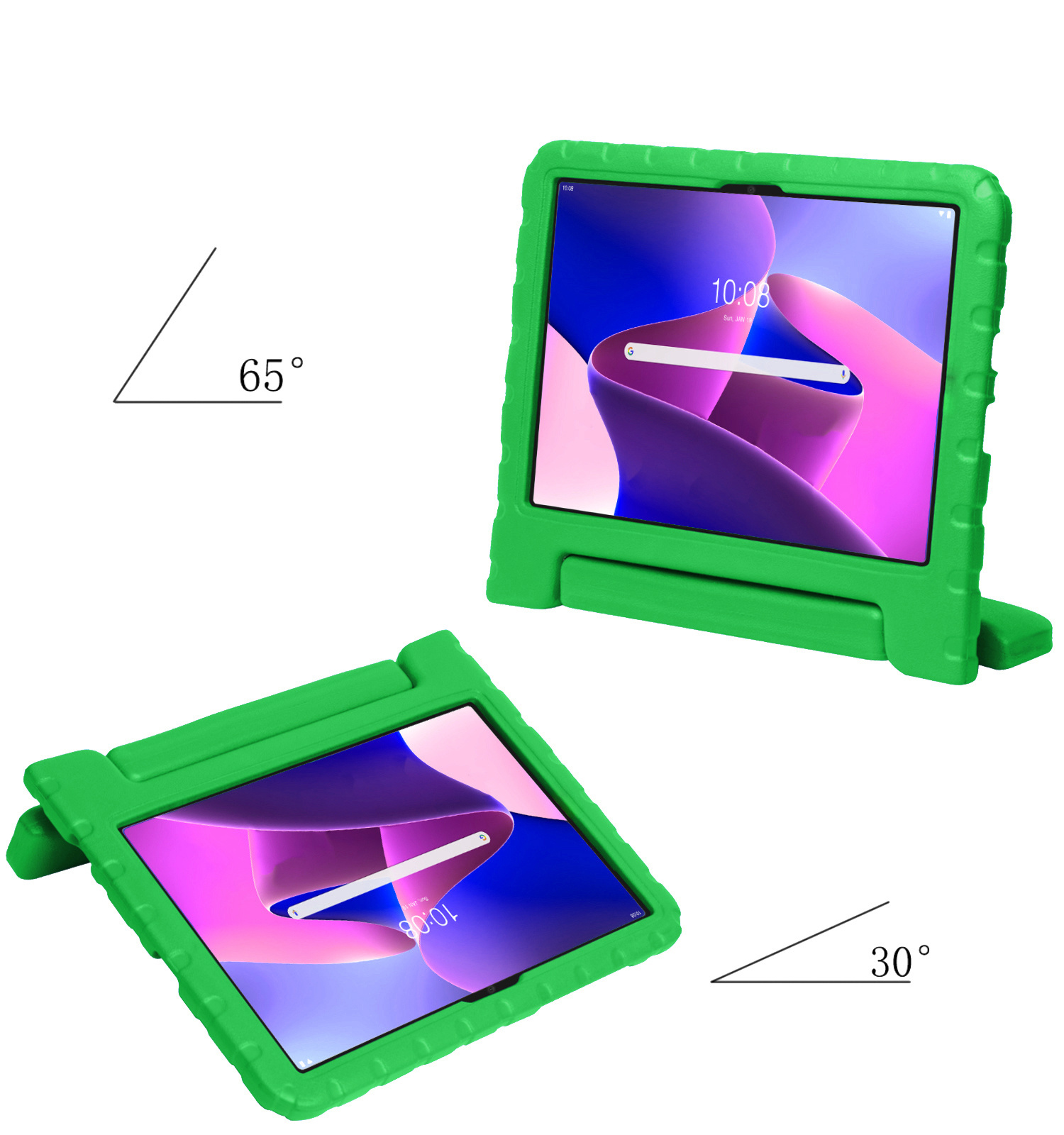 NoXx Hoesje Geschikt voor Lenovo Tab M10 Plus 3rd Gen Hoesje Kinderhoes Shockproof Hoes Kids Case Met 2x Screenprotector - Groen