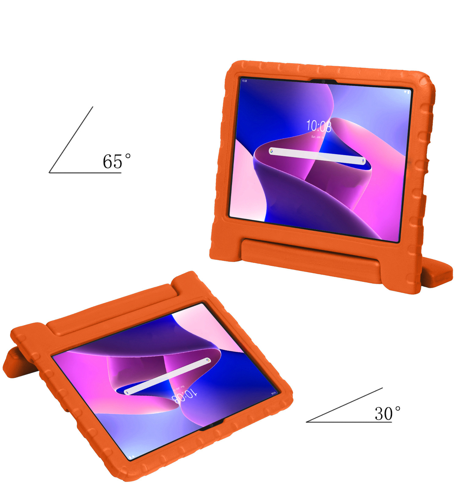 NoXx Hoesje Geschikt voor Lenovo Tab M10 Plus 3rd Gen Hoesje Kinderhoes Shockproof Hoes Kids Case Met 2x Screenprotector - Oranje
