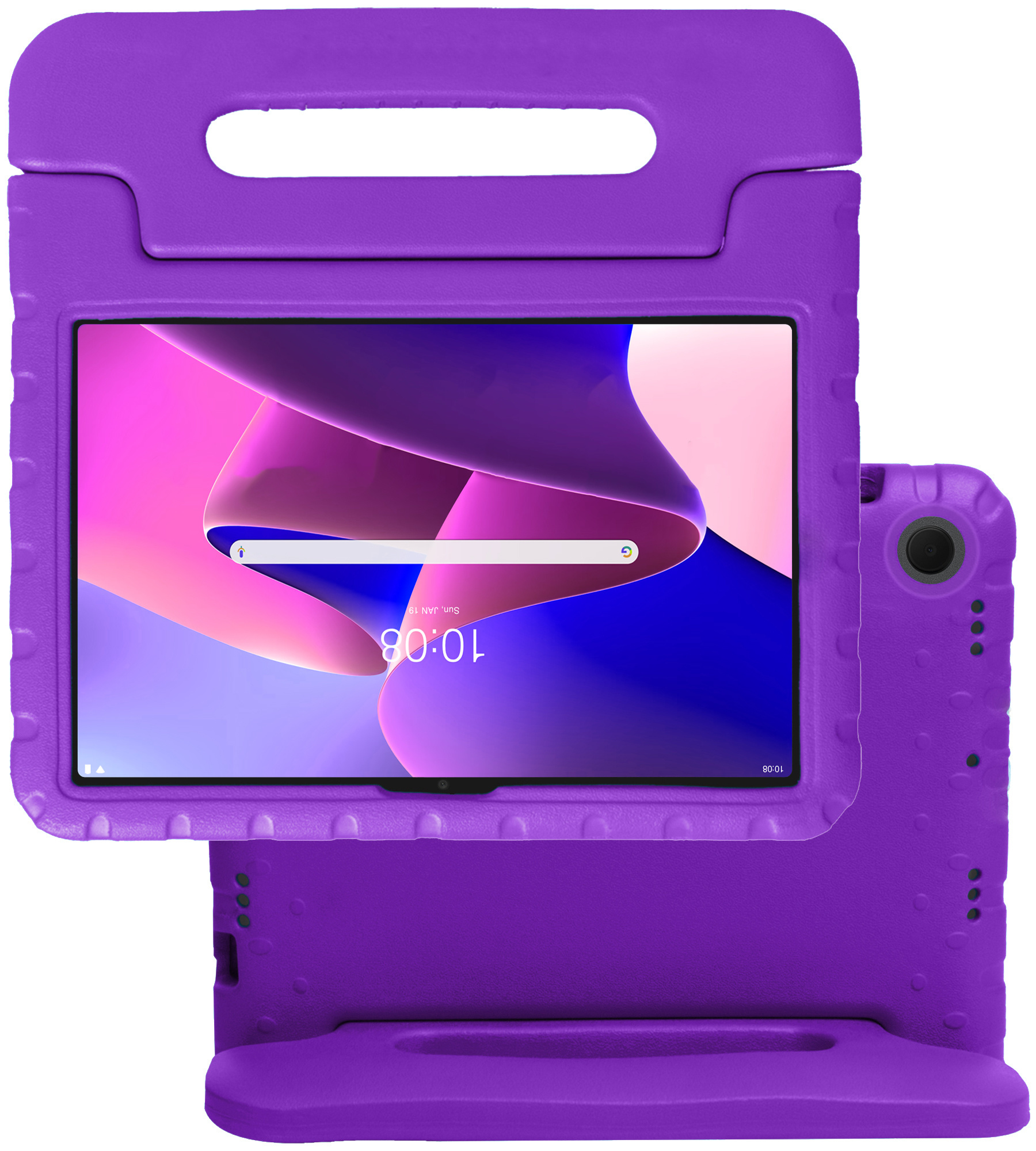 NoXx Hoesje Geschikt voor Lenovo Tab M10 Plus 3rd Gen Hoesje Kinderhoes Shockproof Hoes Kids Case Met 2x Screenprotector - Paars