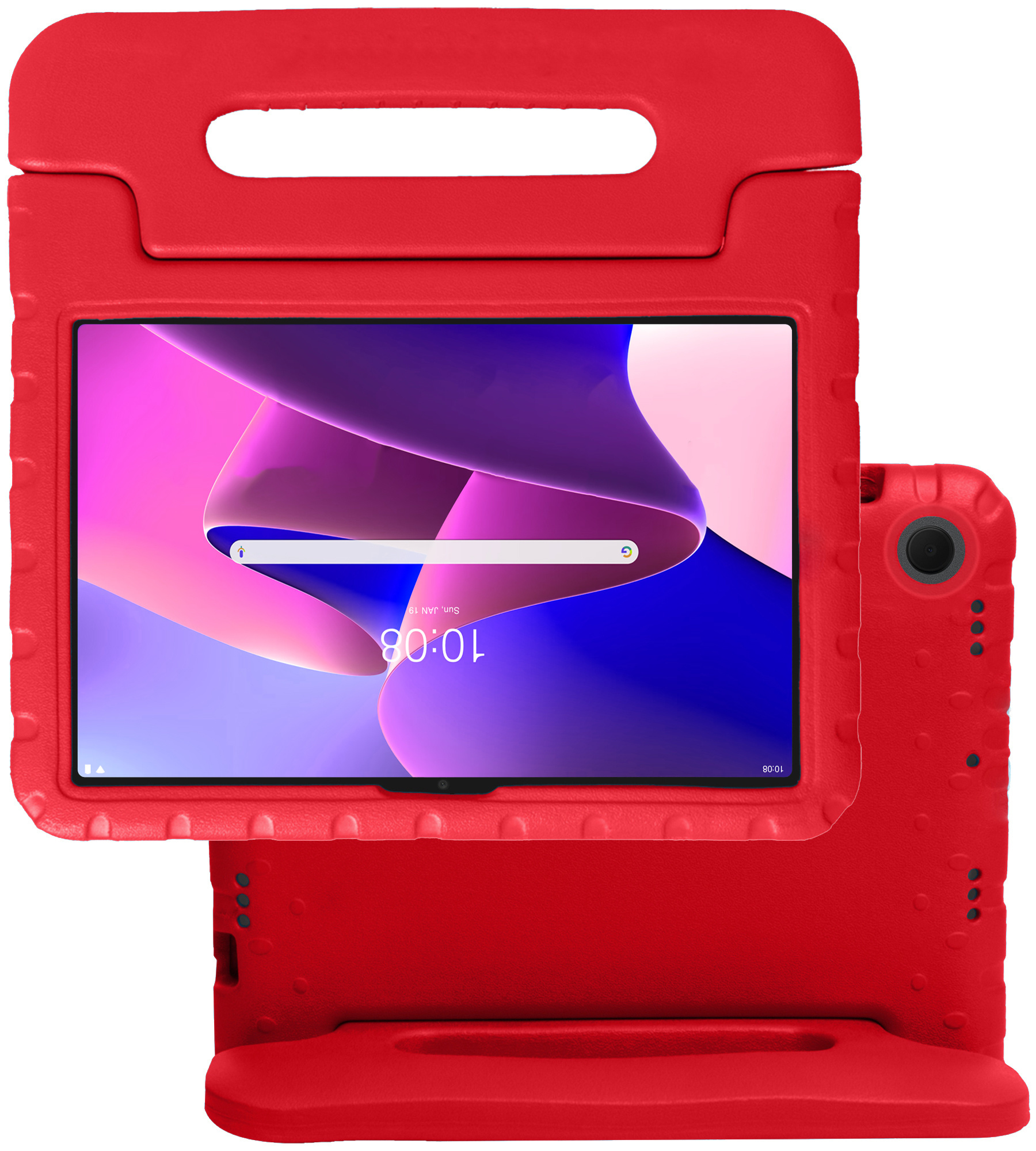 NoXx Hoesje Geschikt voor Lenovo Tab M10 Plus 3rd Gen Hoesje Kinderhoes Shockproof Hoes Kids Case Met 2x Screenprotector - Rood