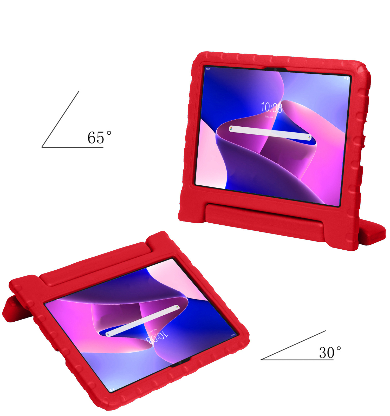 NoXx Hoesje Geschikt voor Lenovo Tab M10 Plus 3rd Gen Hoesje Kinderhoes Shockproof Hoes Kids Case Met 2x Screenprotector - Rood