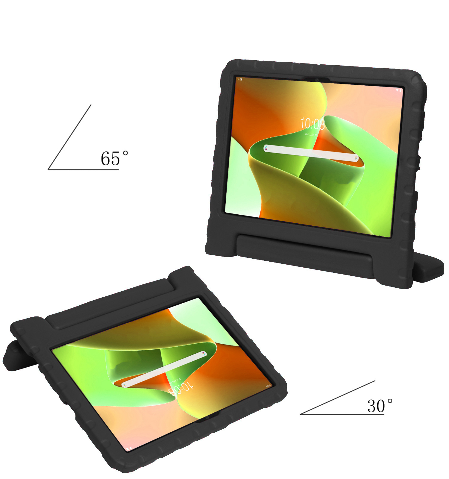 Nomfy Hoes Geschikt voor Lenovo Tab M10 Plus 3rd Gen Hoes Bumper Kindvriendelijk Kids Case Kinderhoes Met Screenprotector - Hoesje Geschikt voor Lenovo Tab M10 Plus (3e Gen) Hoesje Shockproof Cover Hoes - Zwart