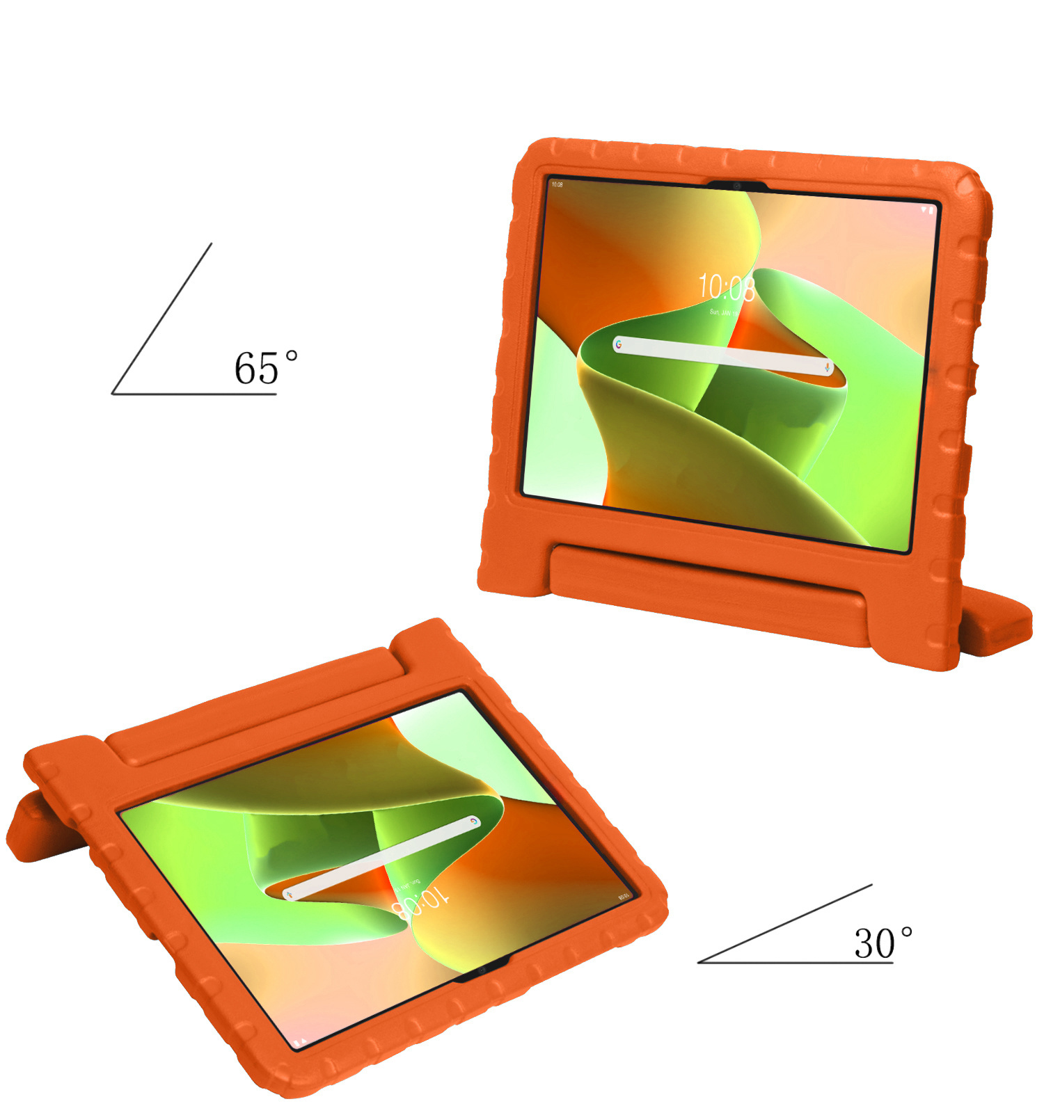 Lenovo Tab M10 Plus (3e gen) Hoes Bumper Kindvriendelijk Kids Case Met 2x Screenprotector - Lenovo Tab M10 Plus Hoesje Shockproof Cover Hoes - Oranje