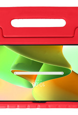 Nomfy Hoes Geschikt voor Lenovo Tab M10 Plus 3rd Gen Hoes Bumper Kindvriendelijk Kids Case Kinderhoes Met 2x Screenprotector - Hoesje Geschikt voor Lenovo Tab M10 Plus (3e Gen) Hoesje Shockproof Cover Hoes - Rood
