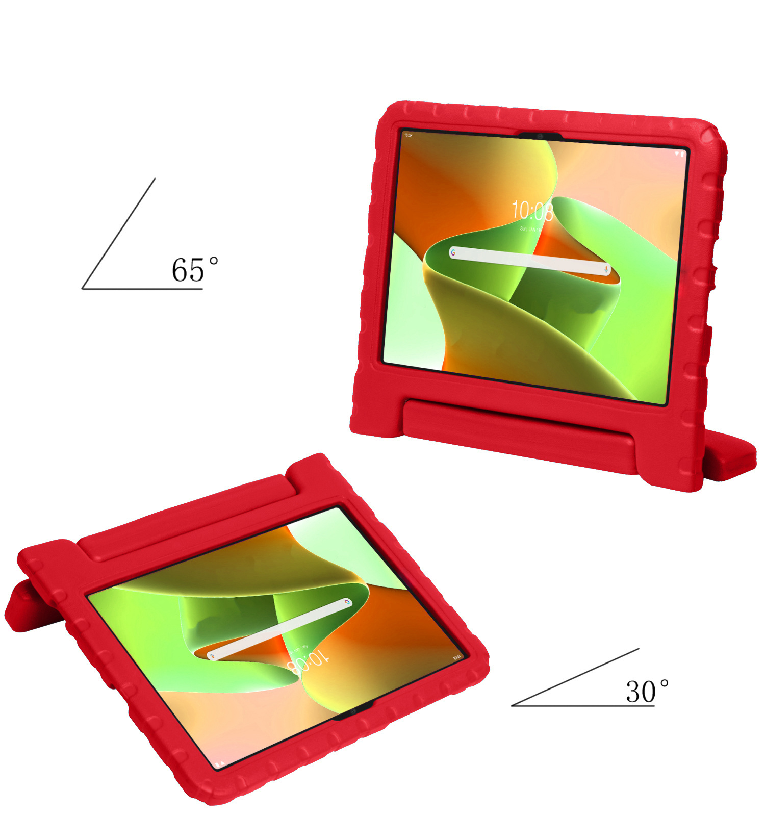 Nomfy Hoes Geschikt voor Lenovo Tab M10 Plus 3rd Gen Hoes Bumper Kindvriendelijk Kids Case Kinderhoes Met 2x Screenprotector - Hoesje Geschikt voor Lenovo Tab M10 Plus (3e Gen) Hoesje Shockproof Cover Hoes - Rood