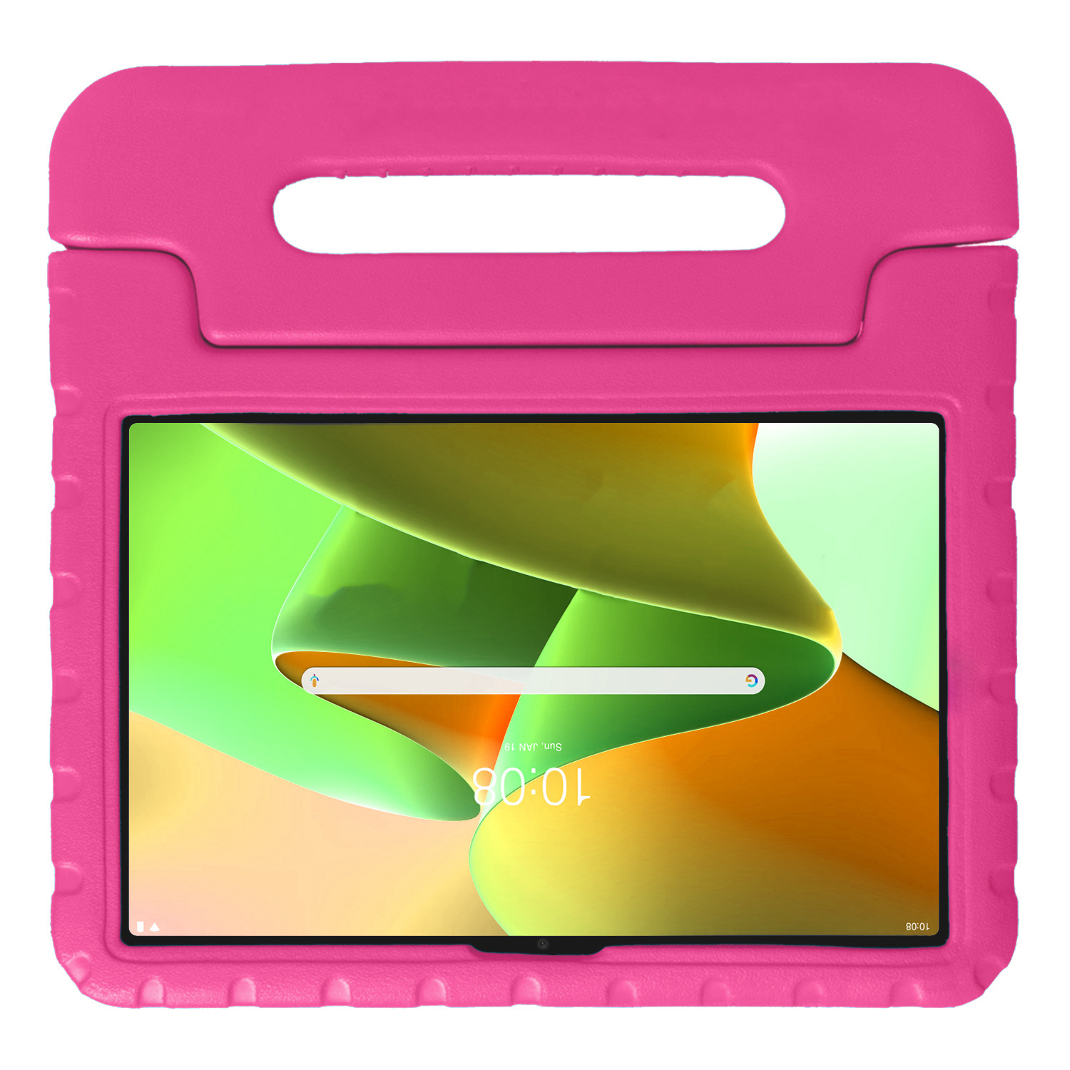Nomfy Hoes Geschikt voor Lenovo Tab M10 Plus 3rd Gen Hoes Bumper Kindvriendelijk Kids Case Kinderhoes Met 2x Screenprotector - Hoesje Geschikt voor Lenovo Tab M10 Plus (3e Gen) Hoesje Shockproof Cover Hoes - Roze