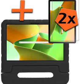 Nomfy Nomfy Lenovo Tab M10 Plus (3e generatie) Kinderhoes Met 2x Screenprotector - Zwart