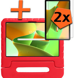 Nomfy Lenovo Tab M10 Plus (3e generatie) Kinderhoes Met 2x Screenprotector - Rood