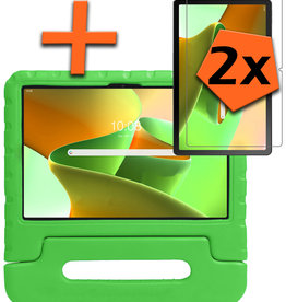 Nomfy Lenovo Tab M10 Plus (3e generatie) Kinderhoes Met 2x Screenprotector - Groen
