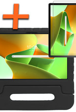 Nomfy Hoes Geschikt voor Lenovo Tab M10 Plus 3rd Gen Hoes Bumper Kindvriendelijk Kids Case Kinderhoes Met Screenprotector - Hoesje Geschikt voor Lenovo Tab M10 Plus (3e Gen) Hoesje Shockproof Cover Hoes - Zwart