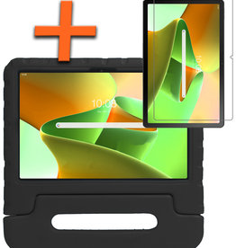 Nomfy Lenovo Tab M10 Plus (3e generatie) Kinderhoes Met Screenprotector - Zwart
