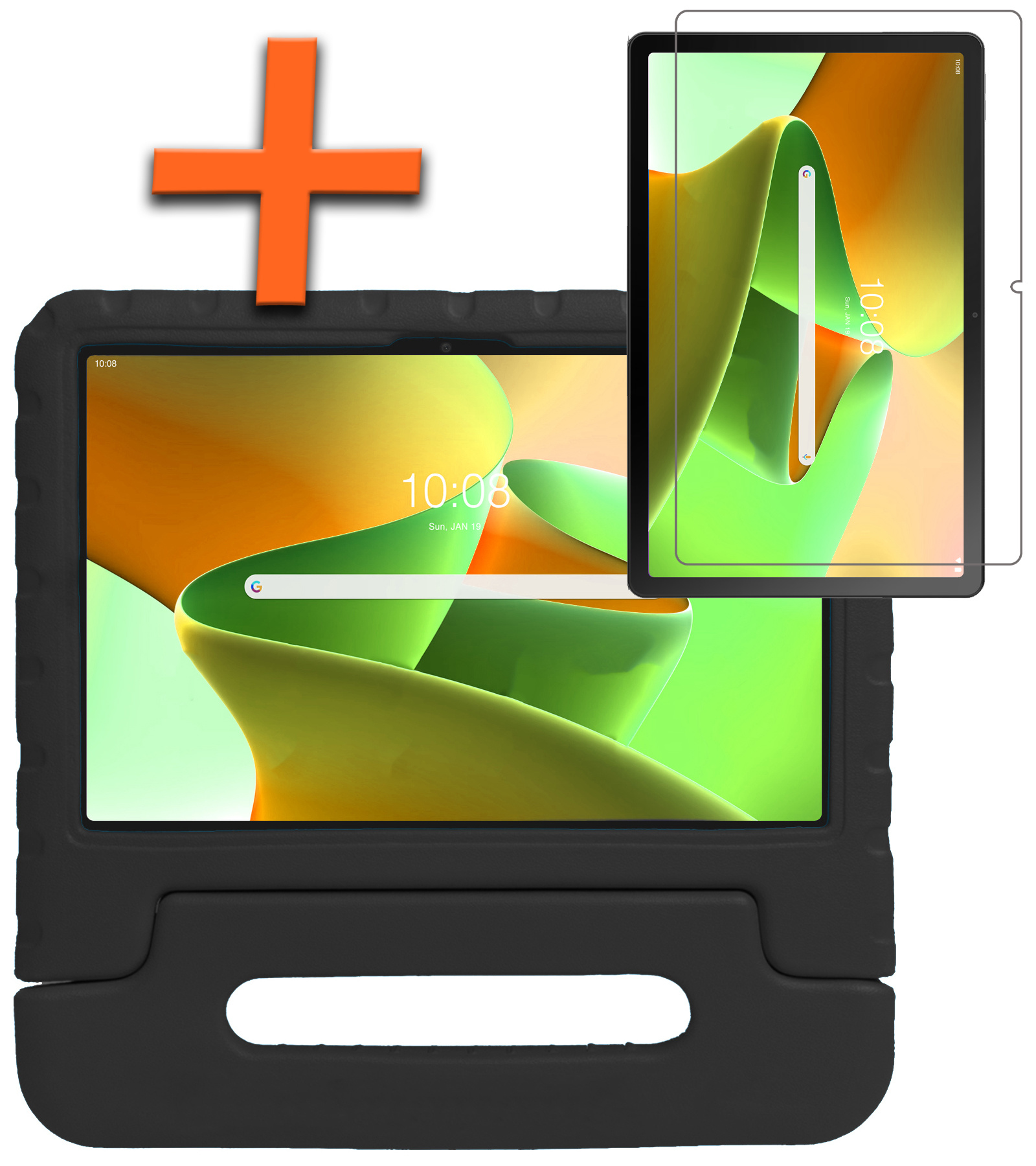 Nomfy Hoes Geschikt voor Lenovo Tab M10 Plus 3rd Gen Hoes Bumper Kindvriendelijk Kids Case Kinderhoes Met Screenprotector - Hoesje Geschikt voor Lenovo Tab M10 Plus (3e Gen) Hoesje Shockproof Cover Hoes - Zwart