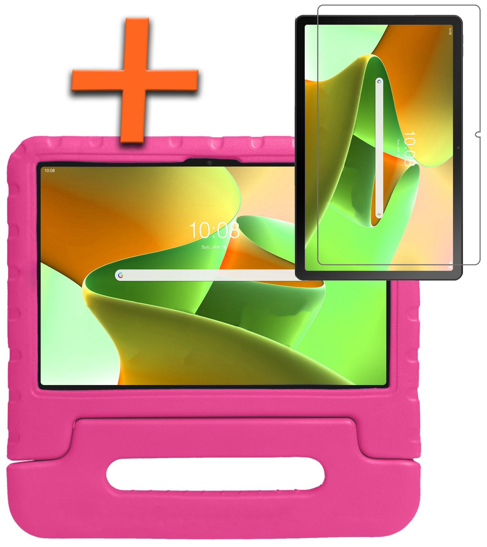 Nomfy Hoes Geschikt voor Lenovo Tab M10 Plus 3rd Gen Hoes Bumper Kindvriendelijk Kids Case Kinderhoes Met Screenprotector - Hoesje Geschikt voor Lenovo Tab M10 Plus (3e Gen) Hoesje Shockproof Cover Hoes - Roze
