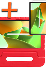 Nomfy Hoes Geschikt voor Lenovo Tab M10 Plus 3rd Gen Hoes Bumper Kindvriendelijk Kids Case Kinderhoes Met Screenprotector - Hoesje Geschikt voor Lenovo Tab M10 Plus (3e Gen) Hoesje Shockproof Cover Hoes - Rood