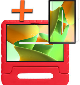 Nomfy Nomfy Lenovo Tab M10 Plus (3e generatie) Kinderhoes Met Screenprotector - Rood