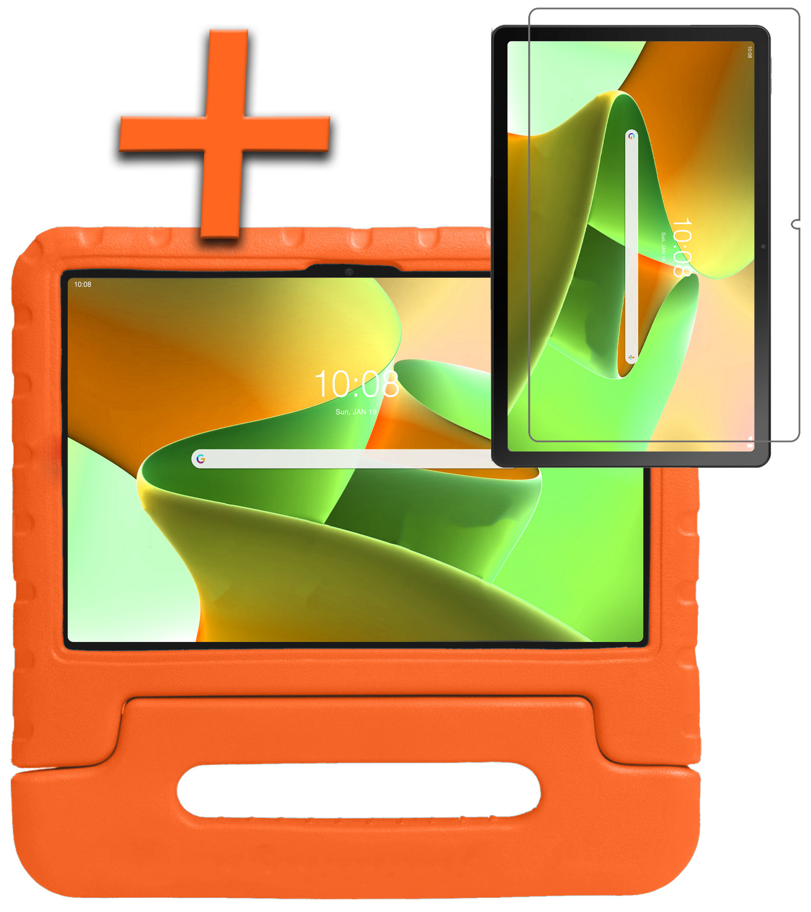 Nomfy Hoes Geschikt voor Lenovo Tab M10 Plus 3rd Gen Hoes Bumper Kindvriendelijk Kids Case Kinderhoes Met Screenprotector - Hoesje Geschikt voor Lenovo Tab M10 Plus (3e Gen) Hoesje Shockproof Cover Hoes - Oranje