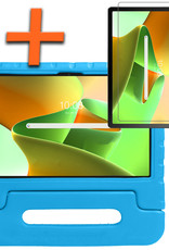 Nomfy Hoes Geschikt voor Lenovo Tab M10 Plus 3rd Gen Hoes Bumper Kindvriendelijk Kids Case Kinderhoes Met Screenprotector - Hoesje Geschikt voor Lenovo Tab M10 Plus (3e Gen) Hoesje Shockproof Cover Hoes - Blauw