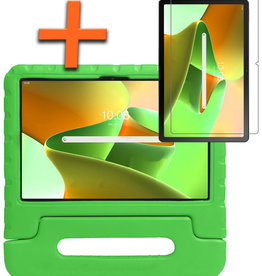 Nomfy Lenovo Tab M10 Plus (3e generatie) Kinderhoes Met Screenprotector - Groen