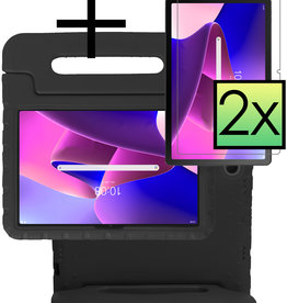 NoXx NoXx Lenovo Tab M10 Plus (3e generatie) Kinderhoes Met 2x Screenprotector - Zwart