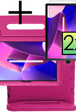 NoXx Hoesje Geschikt voor Lenovo Tab M10 Plus 3rd Gen Hoesje Kinderhoes Shockproof Hoes Kids Case Met 2x Screenprotector - Roze