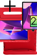 NoXx Hoesje Geschikt voor Lenovo Tab M10 Plus 3rd Gen Hoesje Kinderhoes Shockproof Hoes Kids Case Met 2x Screenprotector - Rood