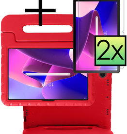 NoXx Lenovo Tab M10 Plus (3e generatie) Kinderhoes Met 2x Screenprotector - Rood