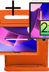 Lenovo Tab M10 Plus (3e gen) Hoesje Kinderhoes Shockproof Cover Case Met 2x Screenprotector - Oranje