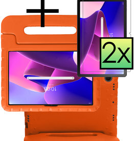 NoXx Lenovo Tab M10 Plus (3e generatie) Kinderhoes Met 2x Screenprotector - Oranje