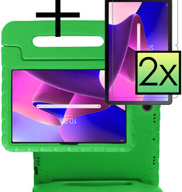 NoXx Lenovo Tab M10 Plus (3e generatie) Kinderhoes Met 2x Screenprotector - Groen