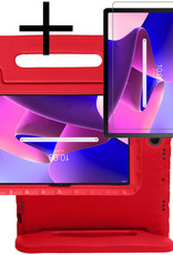 NoXx Hoesje Geschikt voor Lenovo Tab M10 Plus 3rd Gen Hoesje Kinderhoes Shockproof Hoes Kids Case Met Screenprotector - Rood