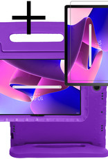 NoXx Hoesje Geschikt voor Lenovo Tab M10 Plus 3rd Gen Hoesje Kinderhoes Shockproof Hoes Kids Case Met Screenprotector - Paars